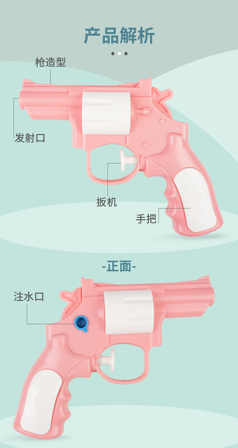 夏季新品儿童迷你小水枪男女孩按压式左轮手枪户外打水仗滋水玩具详情9