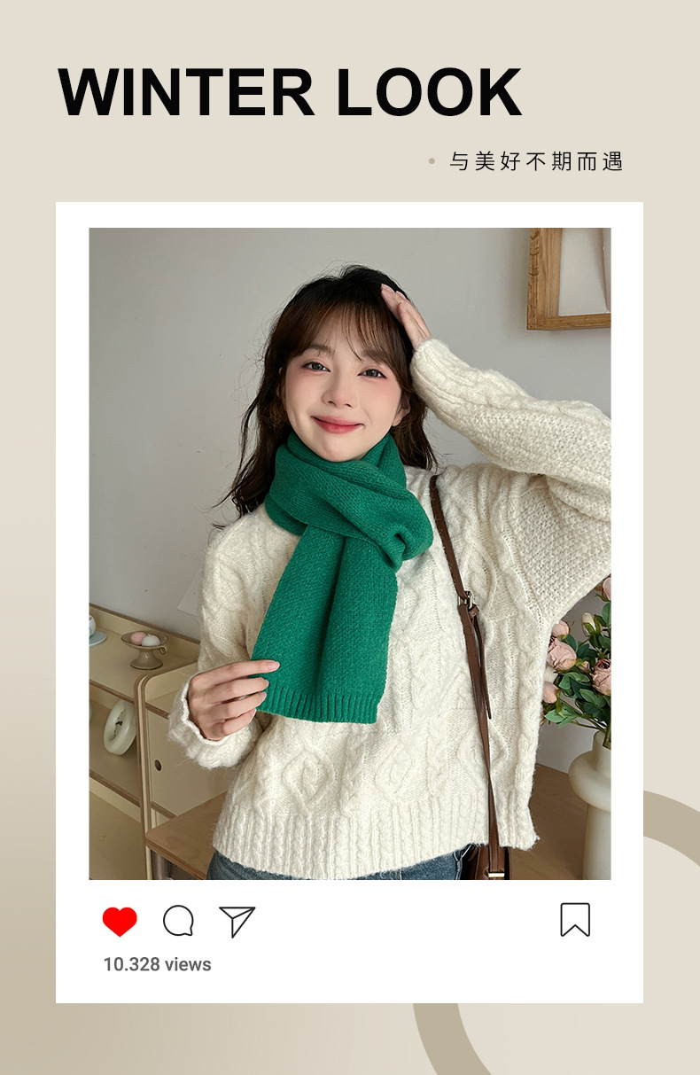 Mars Green Thickened Warm Scarf for Women 2024 New Style faux Cashmere Scarf, Korean style, versatile and warm 2024 New style pic 7