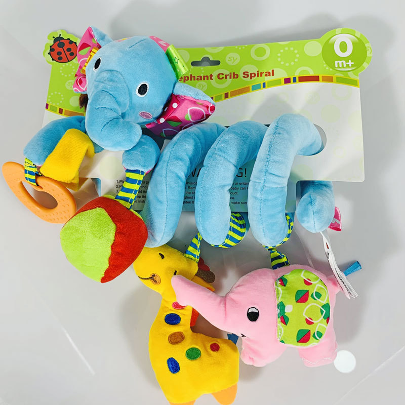 New elephant and lion bed, newborn cartoon animal music car, BB hanger, rattle plush toy pic 8