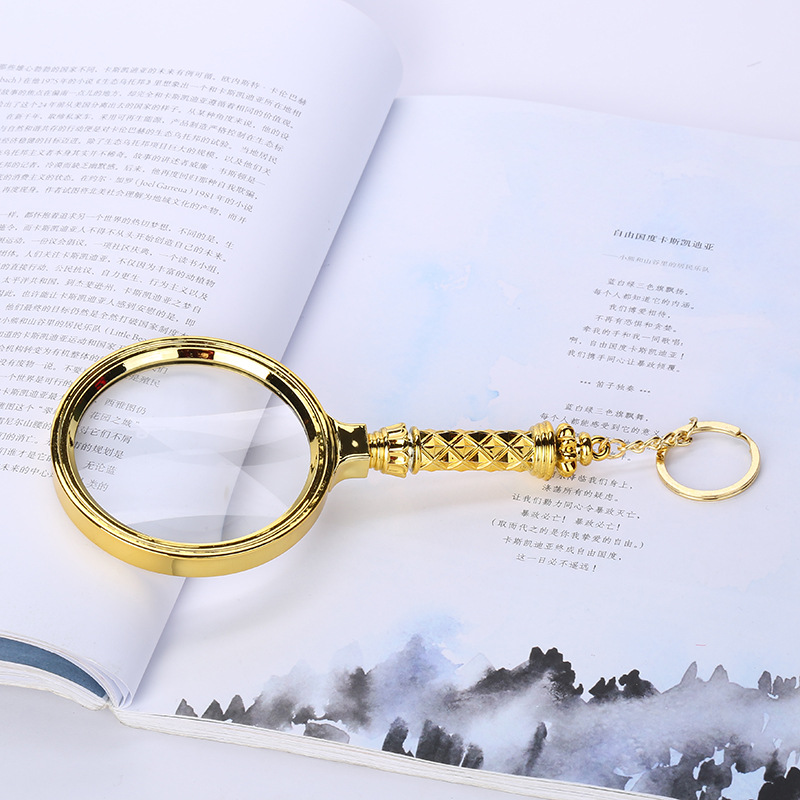 Fashionable new gold-plated flower straight handle magnifying glass, personalized handheld reading glass for the elderly, gift flower handle magnifying glass pic 8