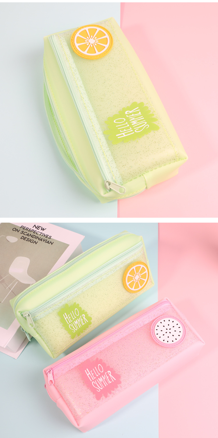 2916170448731 Self-owned brand cartoon fresh fruit pattern large-capacity pen case for students, simple and fashionable stationery box brand, hand-held storage bag, pen case for girls, patchwork fresh pic 17