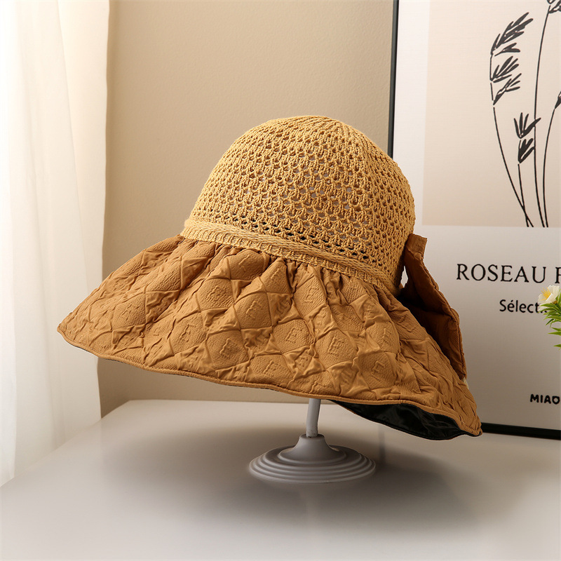 夏季帽子黑胶大沿草帽透气防紫外线可折叠户外出行遮阳防晒帽详情5