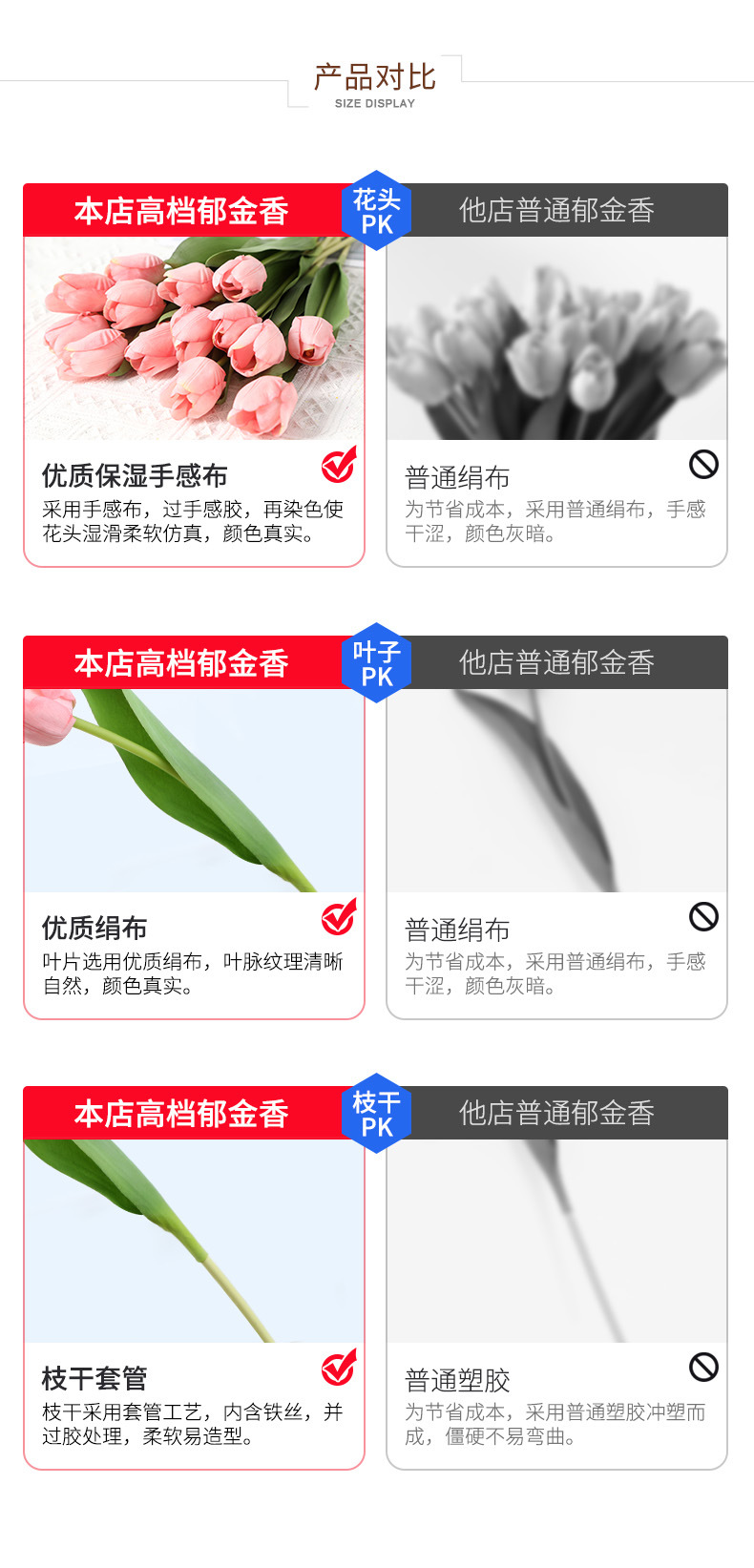 LAN Kwai Fong high-end artificial flowers with moisturizing touch, tulip photography ornaments, home decoration artificial flowers factory direct sales pic 18