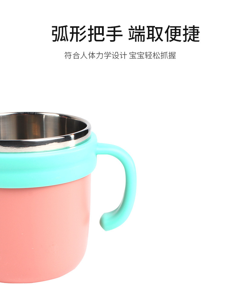 儿童水杯不锈钢保温喝水带盖直饮口杯家用防摔宝宝喝牛奶早餐杯子详情9