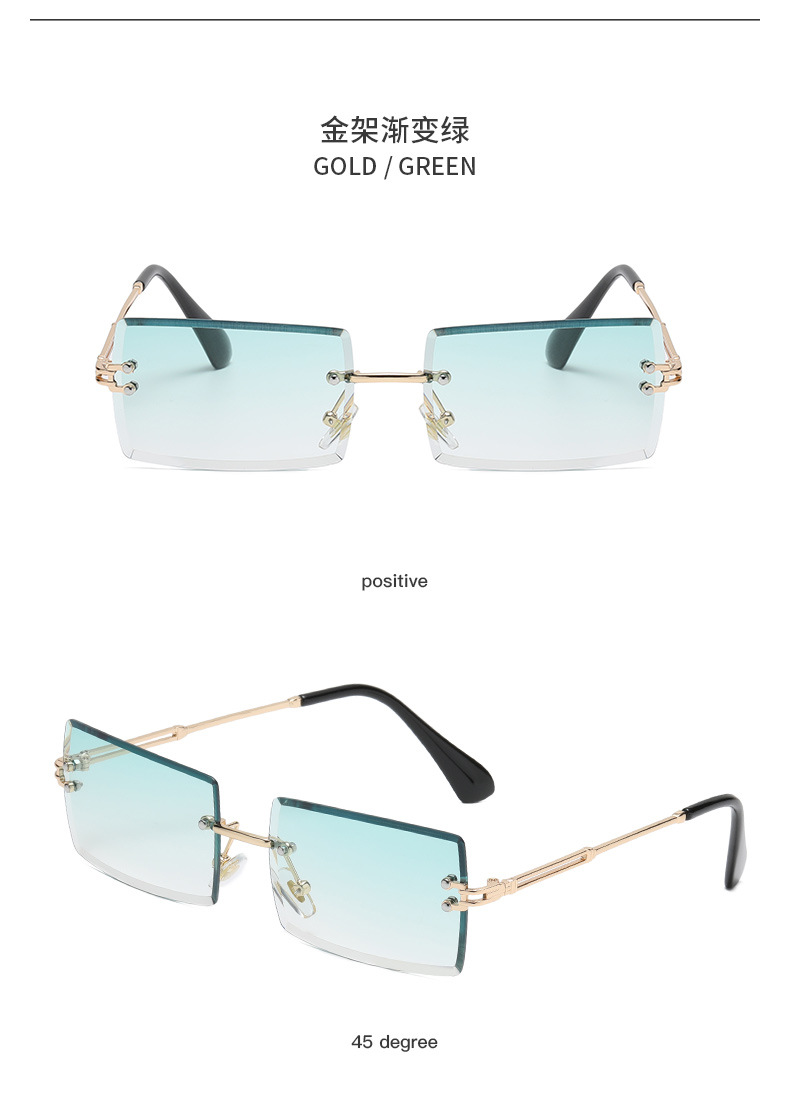 New frameless trimmed square gradient ocean sunglasses, European and American fashion, Instagram-popular street style sunglasses pic 30