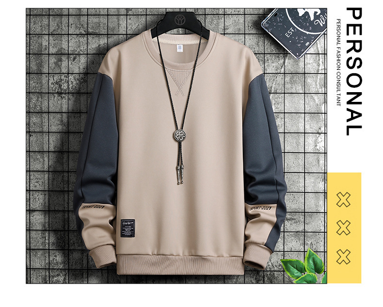 男士卫衣韩版潮流春秋季ins圆领宽松大码长袖T恤男青少年加绒上衣详情31