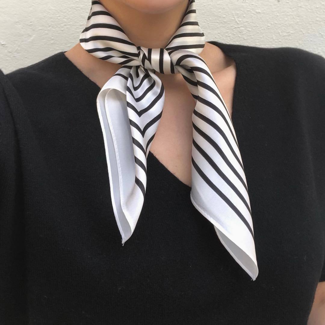Wholesale silk scarves for overseas gifts and return gifts, cross-border silk autumn and winter decorative plain crepe satin 53cm floral neckerchiefs, small square scarves pic 30