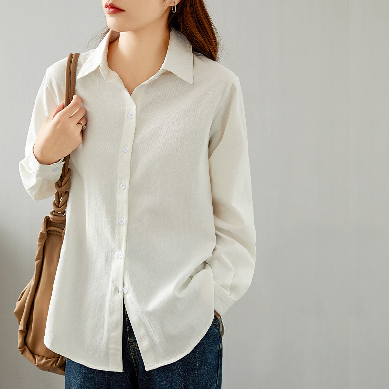 2024秋季纯色衬衫女休闲时尚百搭衬衣韩系通勤外套上衣详情3