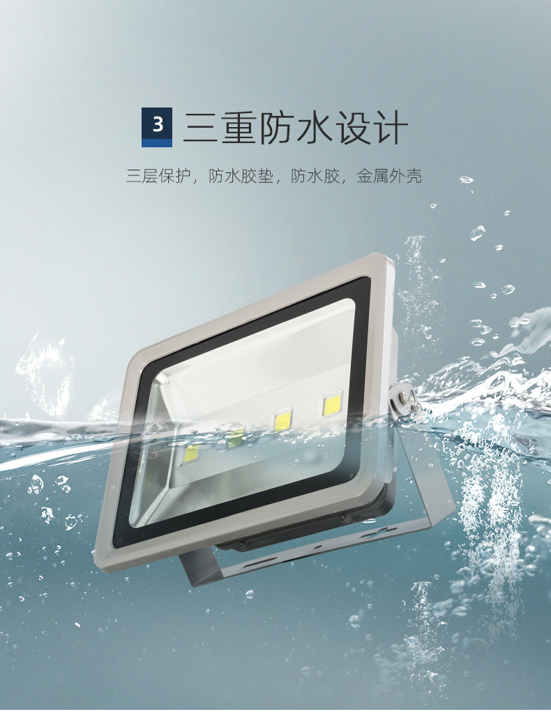 LED投光灯泛光灯厂房高亮户外广告灯室外露天防水广场球场灯路灯详情4