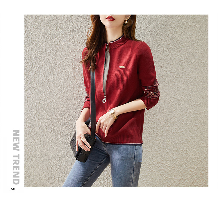 春秋装新款复古文艺加厚拉链长袖针织开衫韩版女装时尚羊毛衫外套详情21