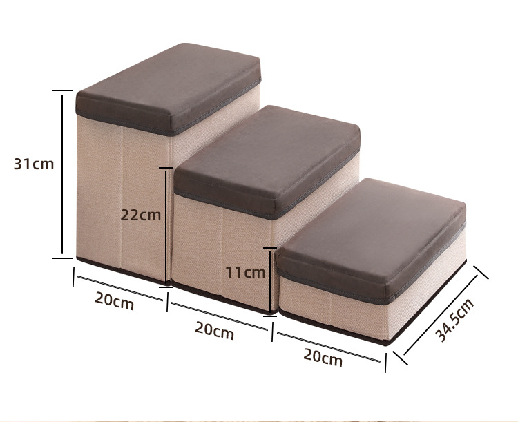 The cross-border pet staircase has three foldable, thickened, anti-slip and storable steps for dogs to climb up to the sofa pic 4
