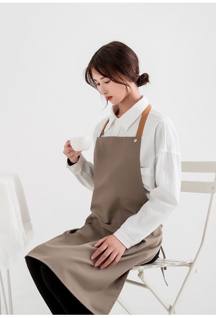 Customized thickened denim canvas aprons for foreign trade, waterproof household kitchen work, hairdressing aprons, and logo printing pic 26