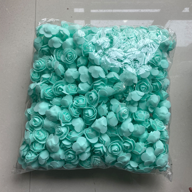 外贸3.5cm泡沫花玫瑰花pe花头 diy材料包辅料配件环喜糖盒小花朵详情16