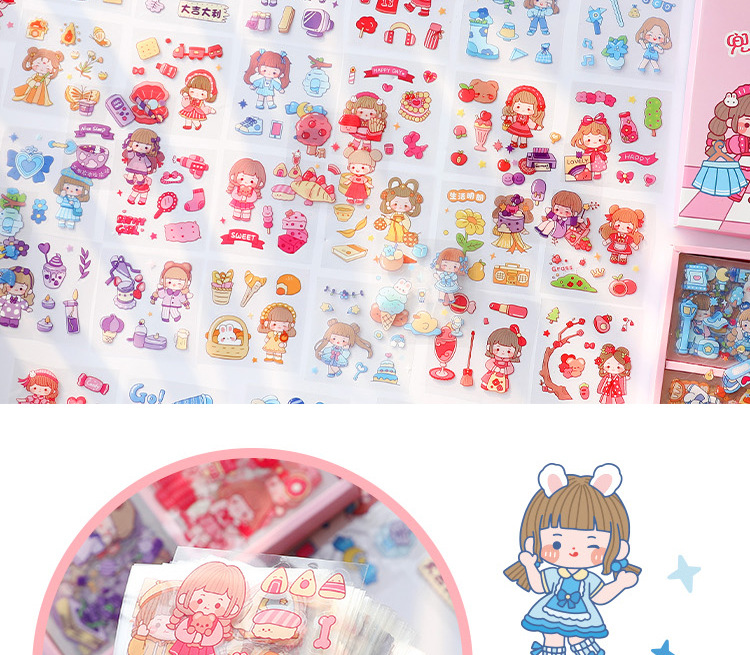 麦猫手帐贴手账本贴纸套装兜兜可爱卡通贴画透明防水粘贴水杯装饰详情8