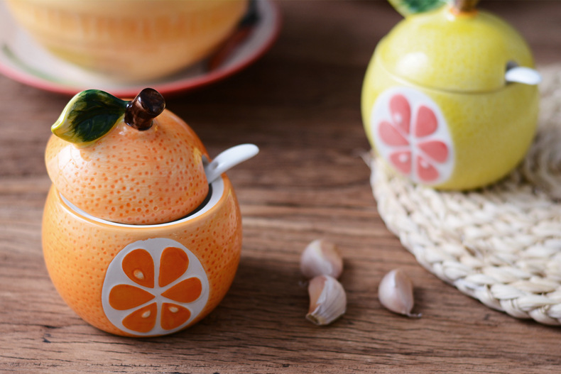 Creative Japanese kitchenware, orange ceramic seasoning bottles and jars, seasoning jars, seasoning boxes, spice jars, salt jars pic 44