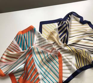 Wholesale silk scarves for overseas gifts and return gifts, cross-border silk autumn and winter decorative plain crepe satin 53cm floral neckerchiefs, small square scarves pic 2
