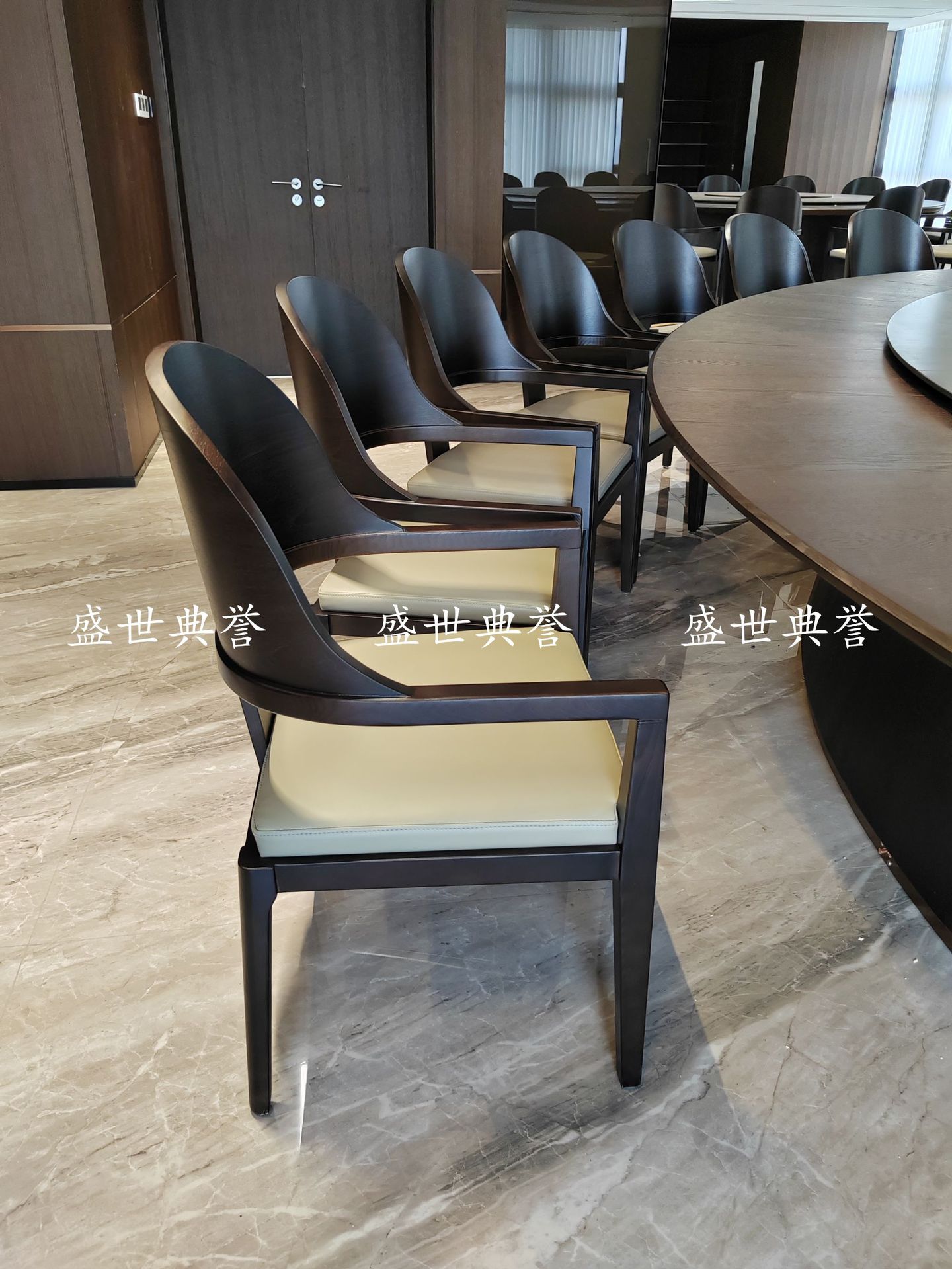 Xiamen International Hotel Solid wood dining tables and Chairs, internal club business reception solid wood chairs, designer light luxury chairs pic 3