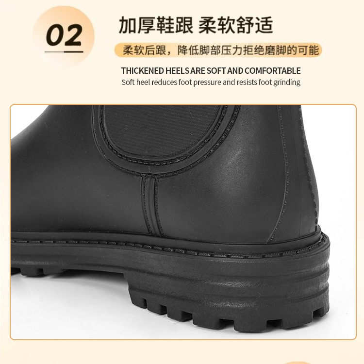 跨境时尚切尔西短筒雨鞋女士松紧雨靴马丁靴防滑水靴成人雨鞋套详情11