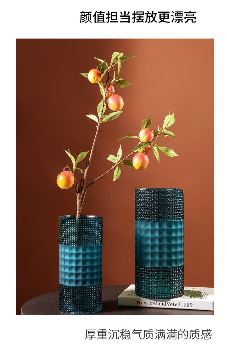 Light luxury vase ornaments, living room flower arrangements, large colored glass water care, Nordic soft decoration, creative and simple Internet flower art pic 9