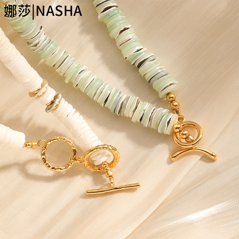 娜莎欧美跨境多巴胺五彩异形贝壳片串珠项链轻奢小众不掉色项链女详情7