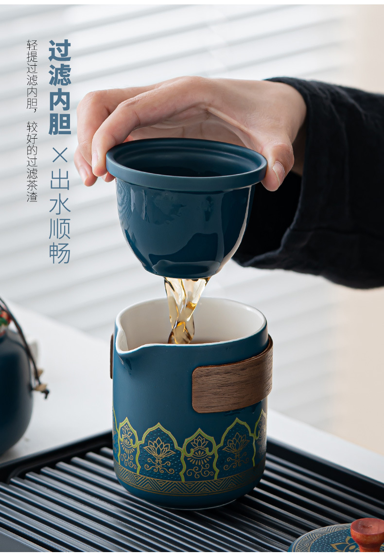Travel tea set, ceramic express portable, one pot, three cups, business cultural and creative gift, festival souvenir, printed logo pic 8