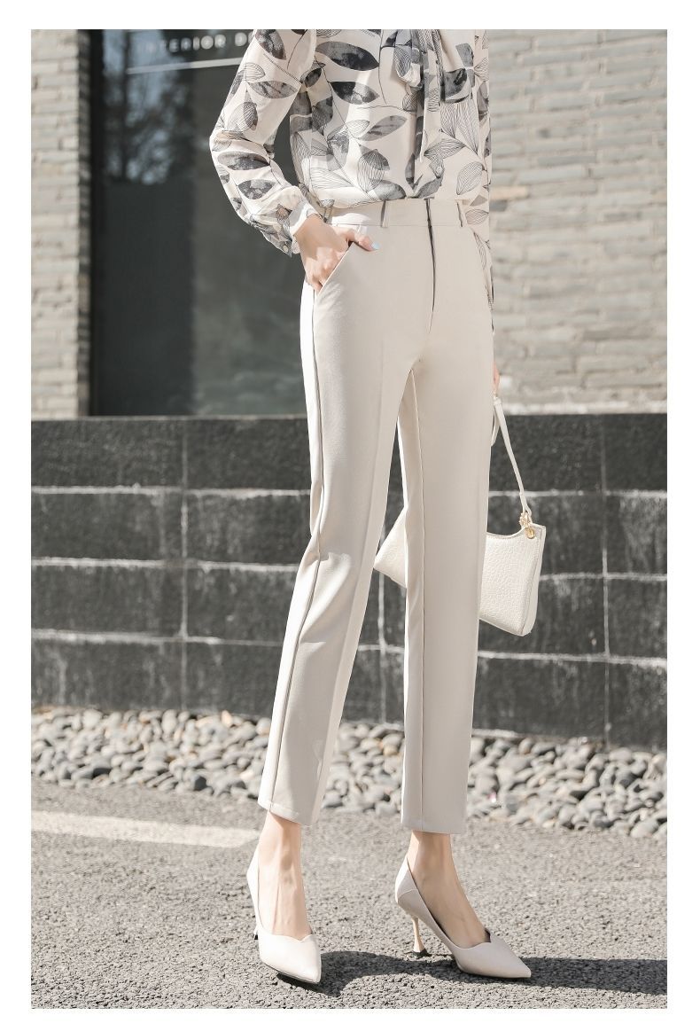 西装裤女垂坠感高腰显瘦职业女裤2022年夏季烟管裤小脚九分西服裤详情10