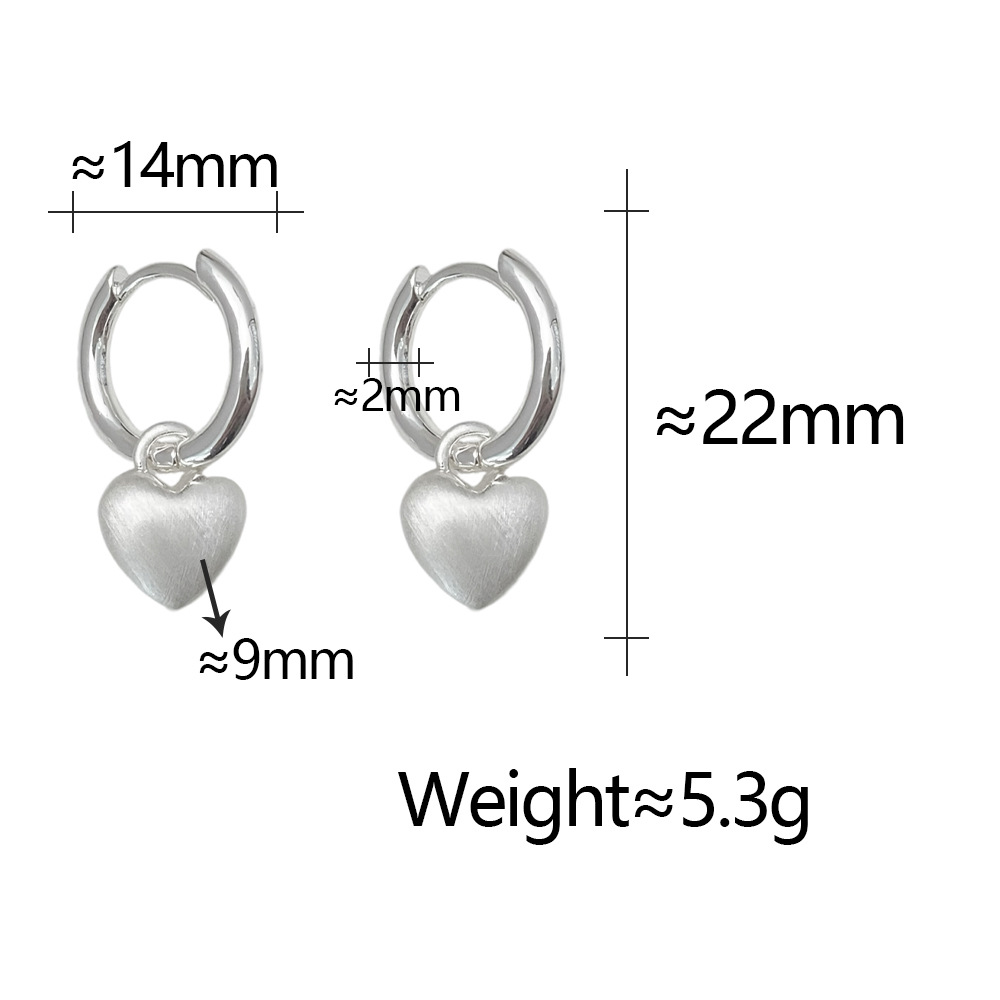The 925 silver needle earrings, a popular online hit, exude a sense of high-end frosted heart-shaped double-pair earrings and are a niche, simple and fashionable ear buckle pic 4