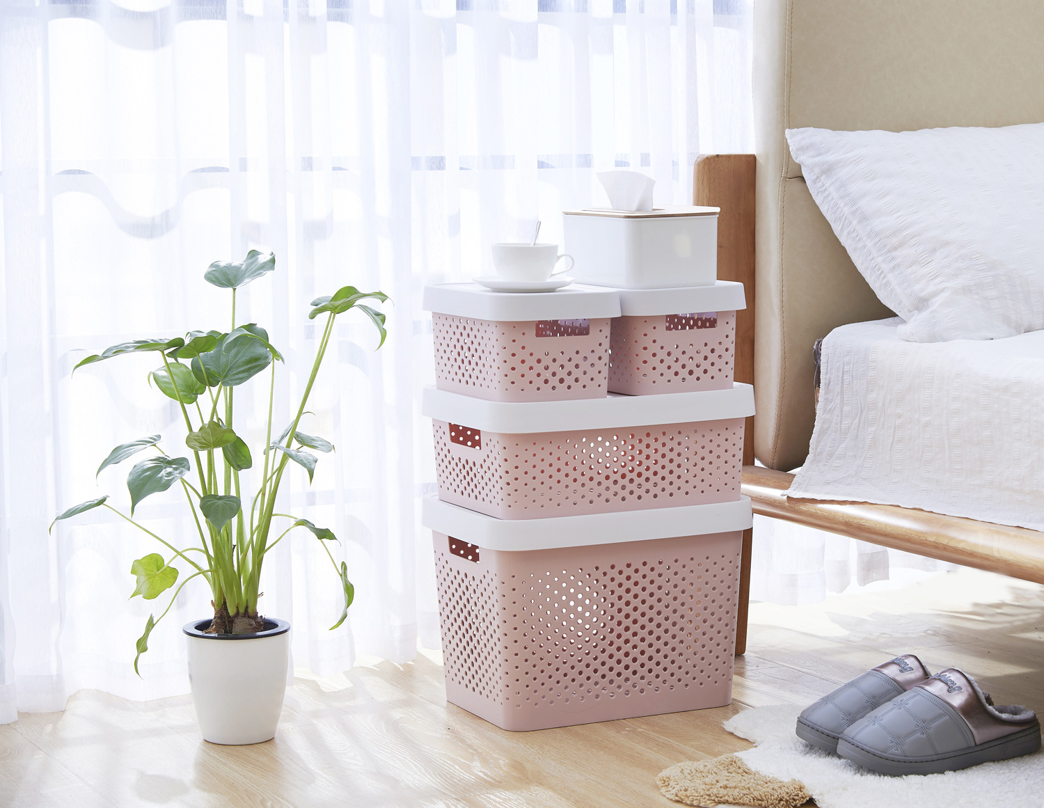 J25-6101 storage box, organizing clutter, storage basket, storage box, kitchen plastic box, stackable and combinable basket wholesale pic 4