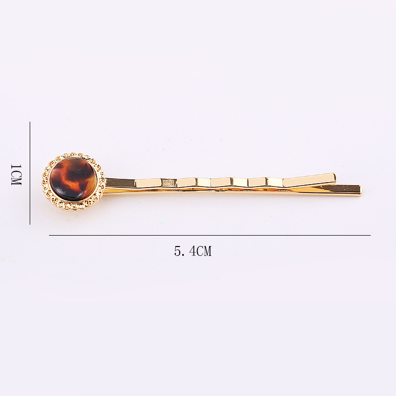 Корейская версия нового оригинального сплавного сплава с круглой ацетатной обшивкой, зажим для волос с челкой одним словом, популярные аксессуары для волос pic 2