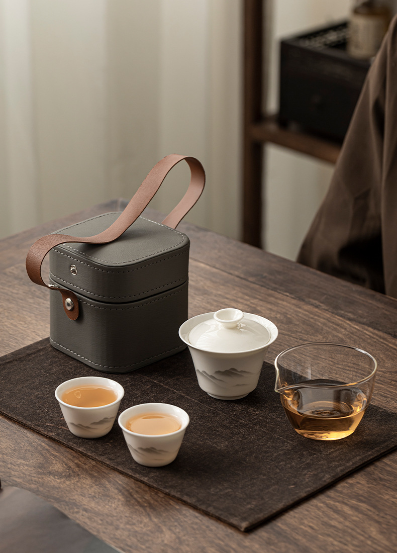 Sheep fat jade travel tea set, outdoor portable tea set, conference and event souvenirs, as a gift for customers pic 18