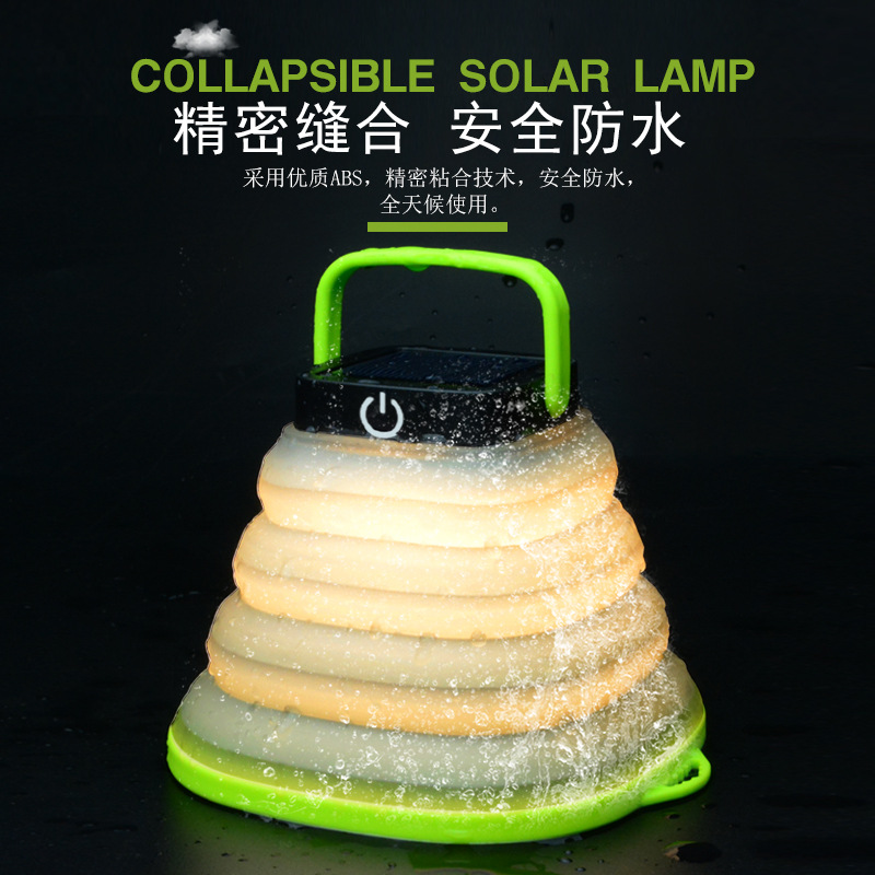 Outdoor portable USB charging foldable LED camping lamp, solar camping lamp, retractable hanging silicone tent lamp pic 15