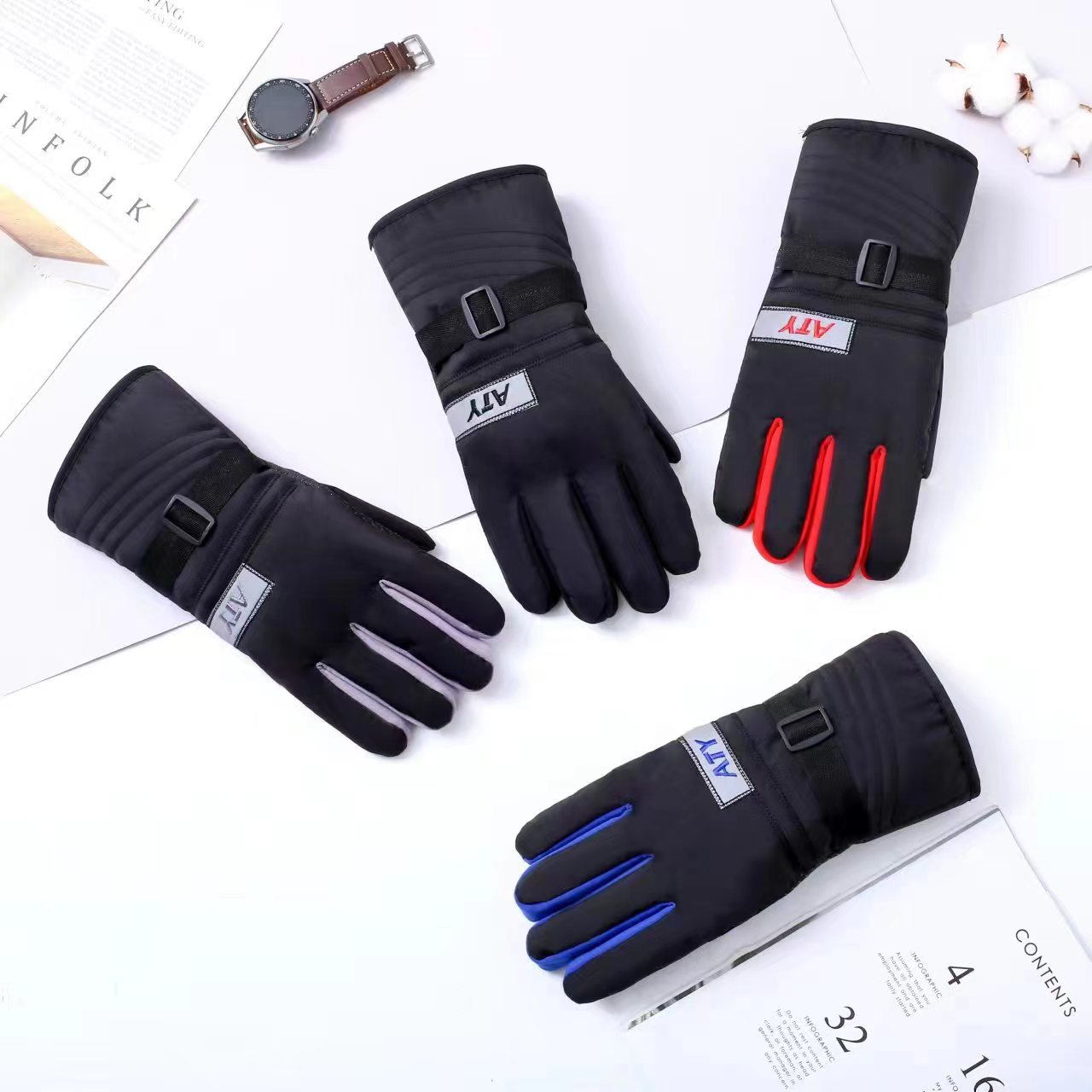 Cross-border thickened ski gloves, outdoor thickened cycling sports warm gloves, waterproof and windproof mountaineering gloves pic 7