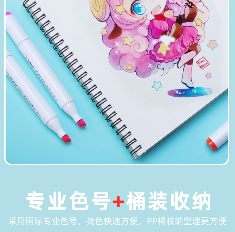 批发双头创意马克笔pp油性马克笔盒子彩色马克笔学生专用套装80色详情24