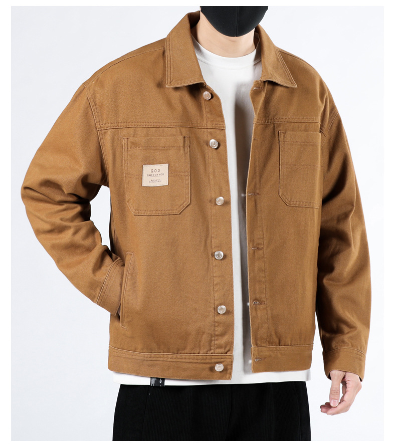 2023年秋季新款牛仔外套男士宽松潮牌帅气牛仔衣纯棉男工装夹克潮详情9