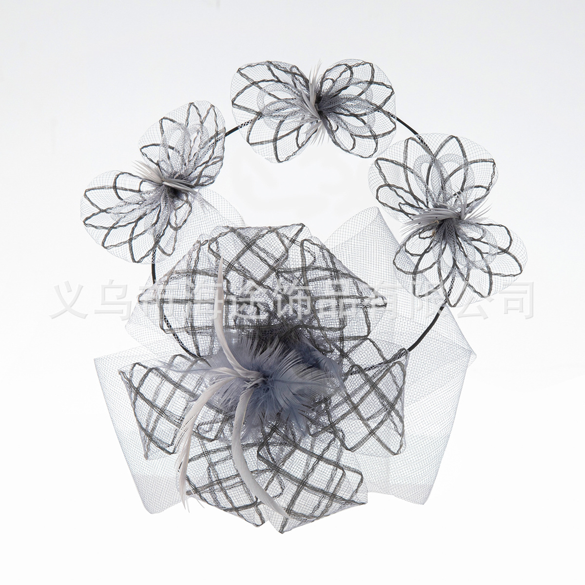 New forest-themed creative silver feather mesh flower headwear, European and American fashionable hair clips, any style bridal hair accessory pic 4