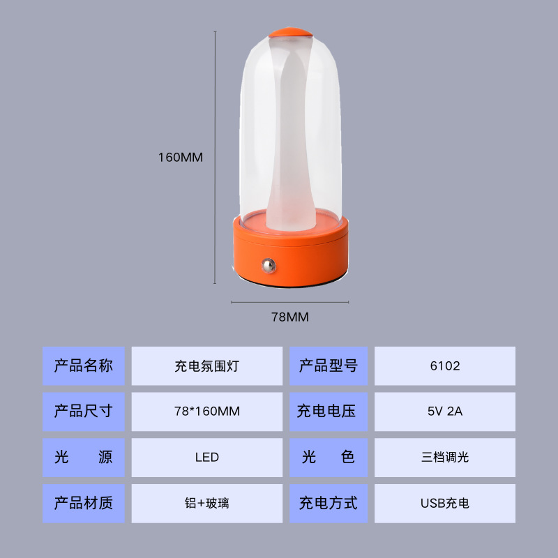 新品跨境触摸氛围台灯USB充电LED灯创意送礼北欧露营餐吧氛围台灯详情11