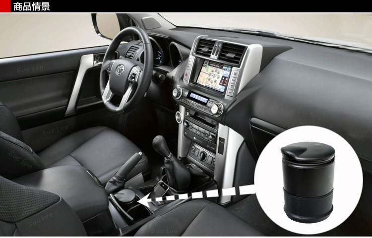 Car ashtray, automotive ashtray with LED light, creative night light, high-temperature resistant 4S, universal ashtray with lid pic 2