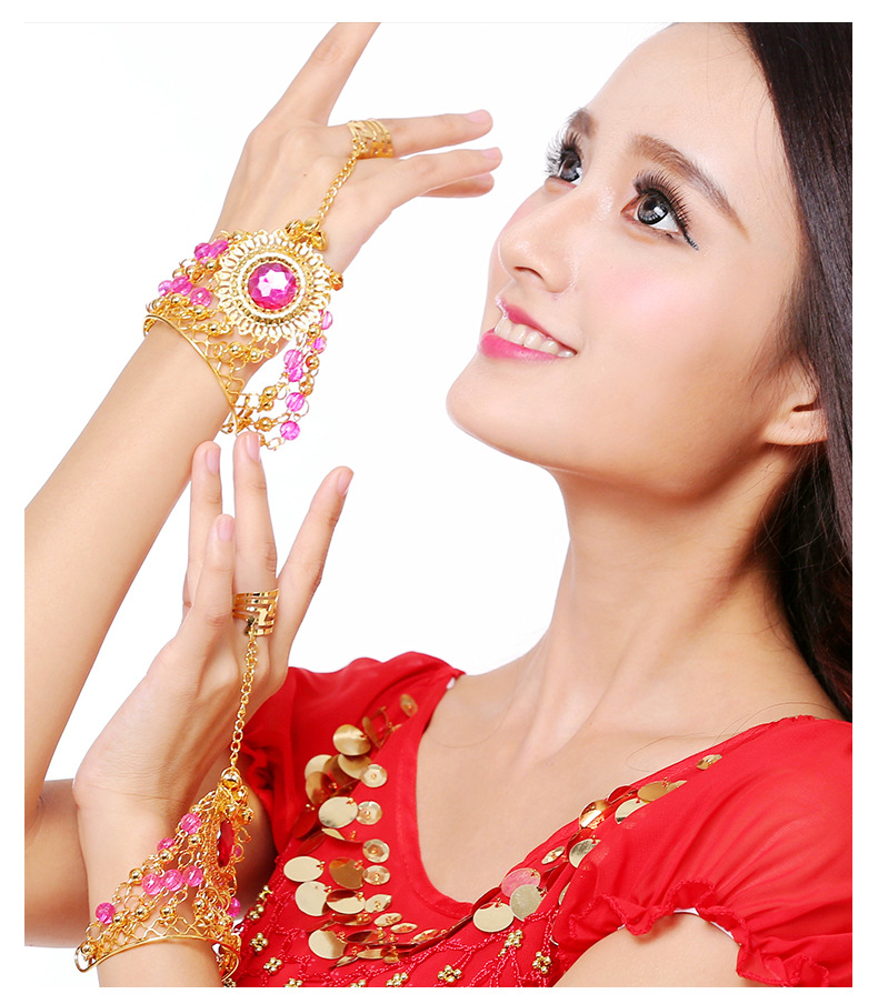印度舞演出手镯手环肚皮舞跳舞蹈配饰品舞台表演指环戒指宝石手链详情11
