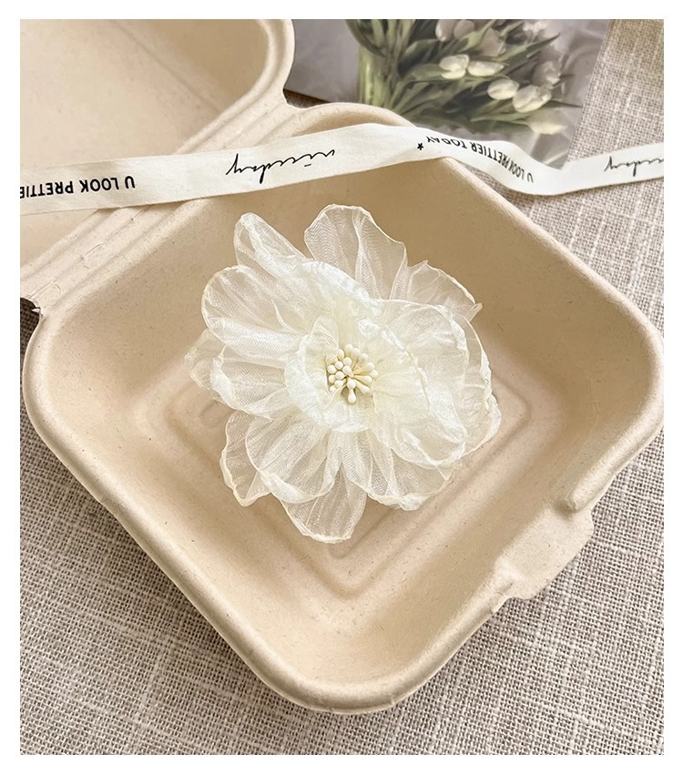 白月光欧根纱花朵发夹女侧边刘海夹纯欲风发卡碎发鸭嘴夹子头饰夏详情13