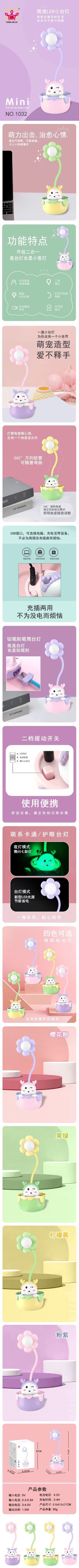 外贸跨境LED小台灯 USB充电卡通铅笔削迷你桌面夜灯 卧室床头灯具 毛绒玩具款式可爱详情13