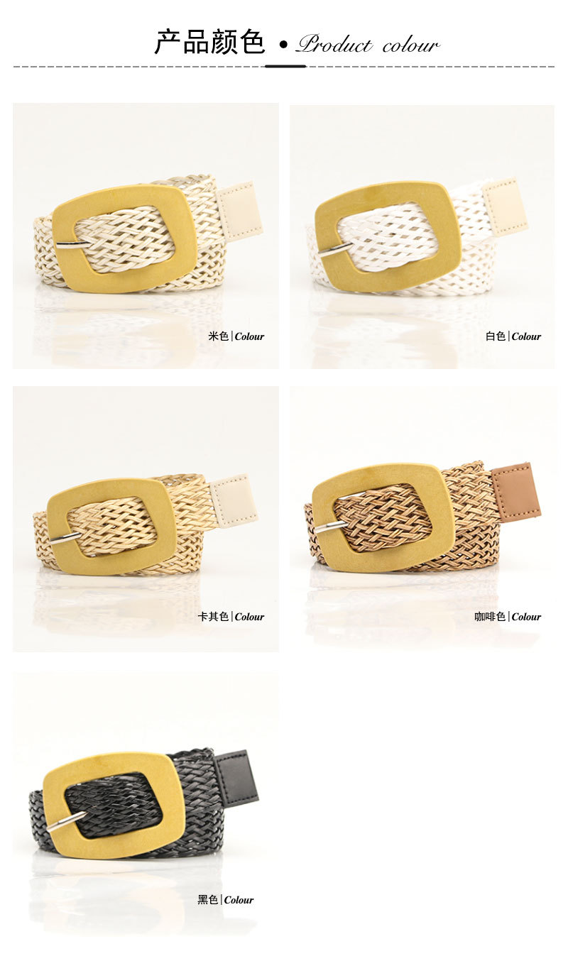 New retro InS-style faux wood buckle rattan belt, versatile dress, shirt, suit pants, woven belt for women pic 38