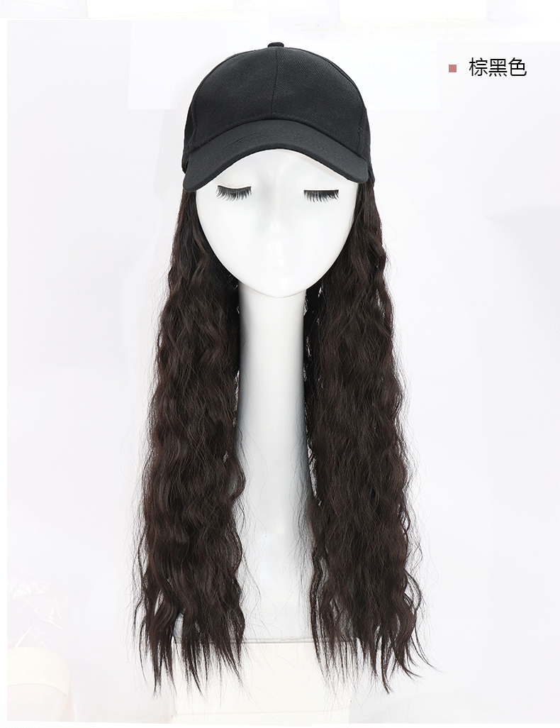 Wholesale of wigs for women, long curly hair, popular wool curls, fashionable baseball caps, new-style hats and wigs in one piece from the manufacturer pic 10