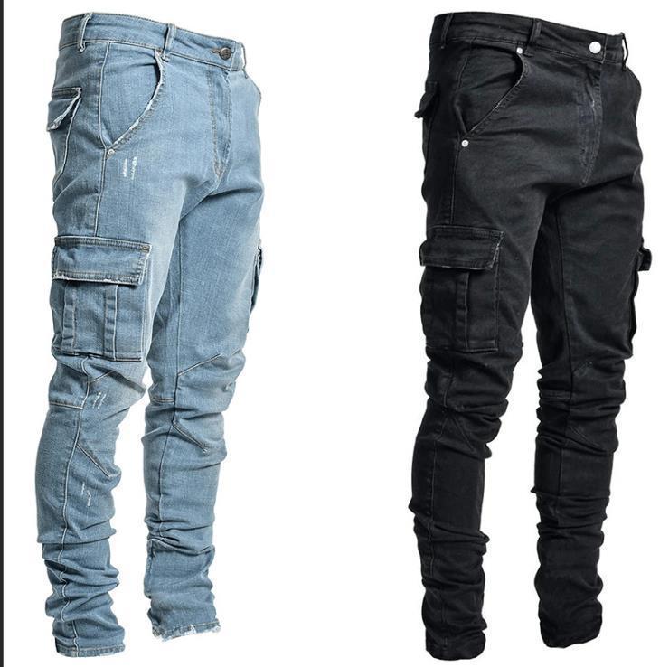 2022 New style of cross-border jeans for men with side pockets and small feet from Europe and America in stock pic 2