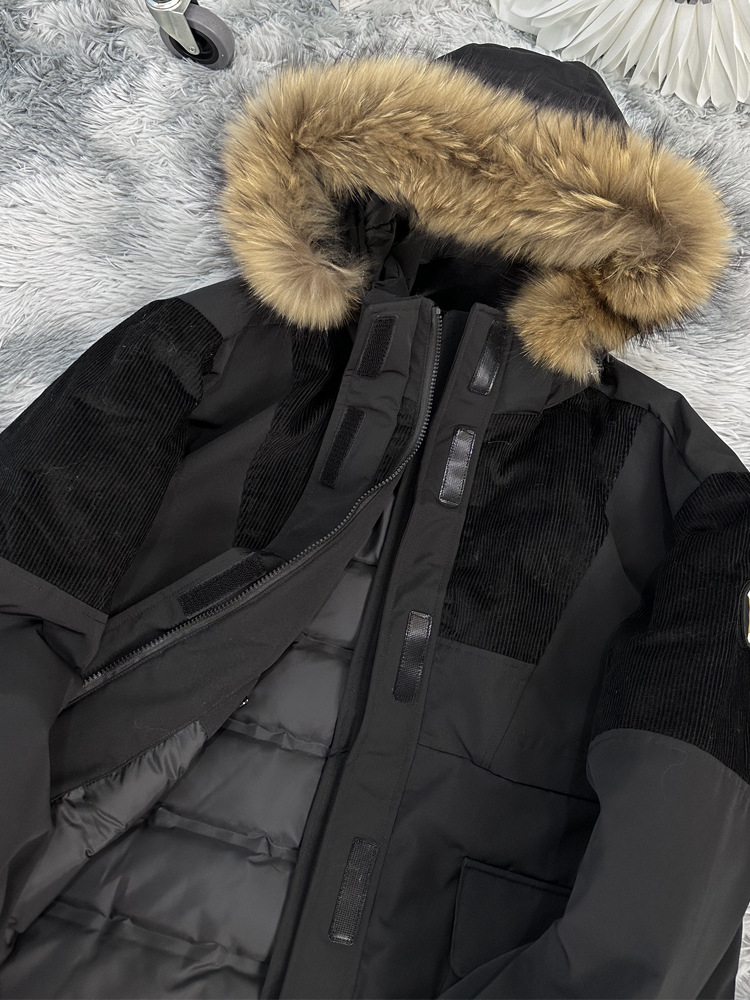 High-quality American retro outdoor workwear for couples, thickened white duck down, detachable genuine fur collar Parker down jacket pic 25