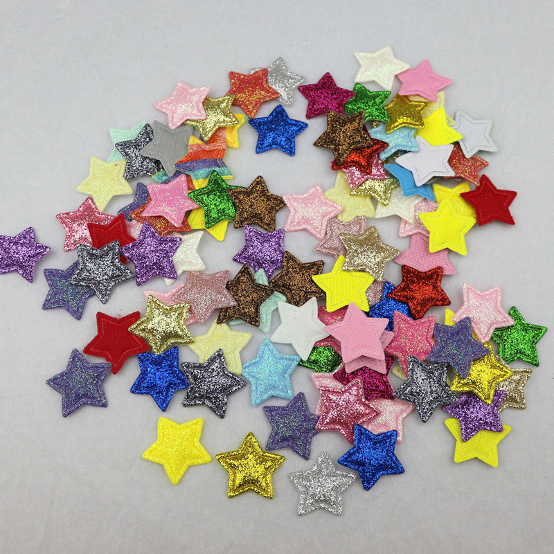 2.5cm闪粉星星压花 DIY发饰头饰服装布艺辅料配件 饰品材料五角星详情8