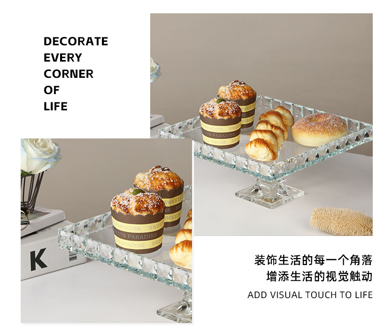 点心零食水果托盘高脚玻璃果盘玻璃碗椭方形玻璃果盘方缸现货批发详情4