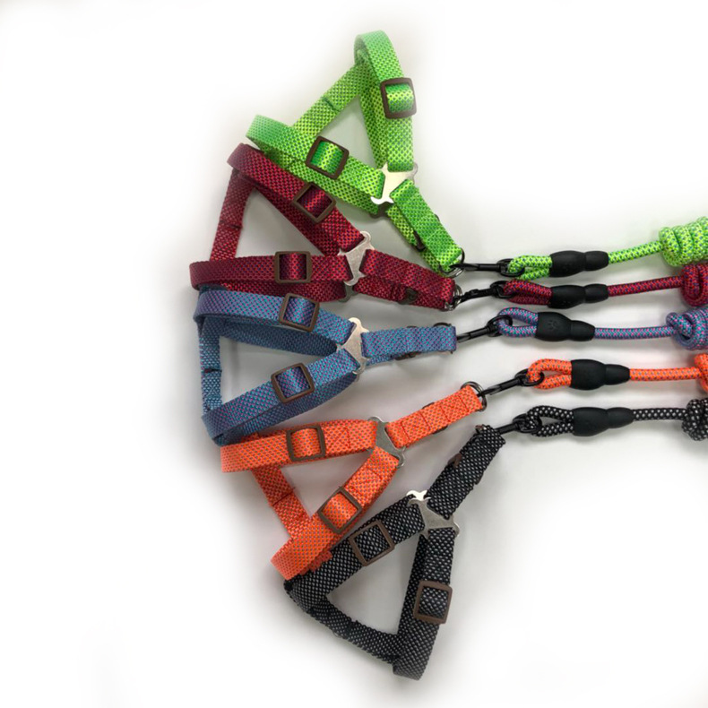 Aishangchong pet leash chest and back strap, seven-color solid color cat and dog round rope, dog leash chain, anti-impact and explosion-proof pic 4