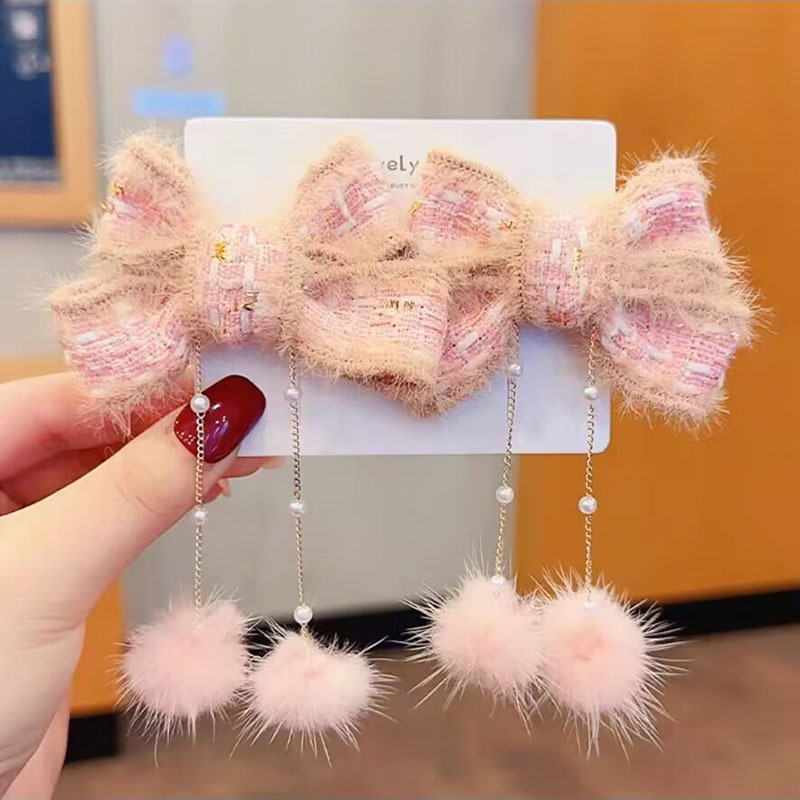 儿童红色貂绒发夹喜庆新年古风发饰女童宝宝春节汉服发卡少女头饰详情50