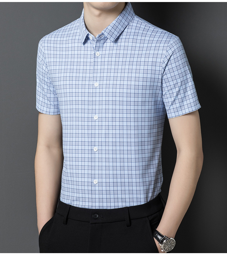 Una pieza de reemplazo de cabello hombre de mediana edad camisa de manga corta verano 2024 nueva camiseta sin plancha casual media manga top hombre ropa de hombre pic 7