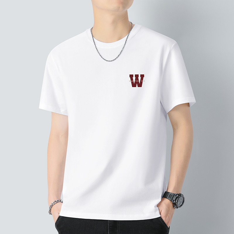 Heavyweight pure cotton short-sleeved T-shirt for men 2024 Summer New trendy youth long-staple cotton half-sleeved all-cotton body T-shirt for men pic 2